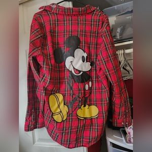 Disney Red Plaid Mickey Mouse Women's Top